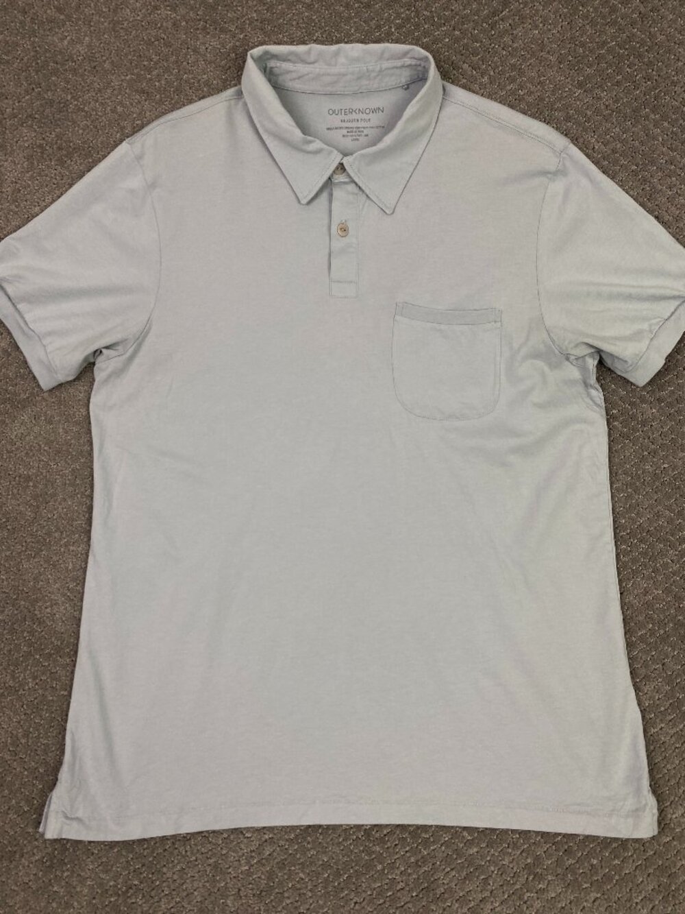 Outerknown Polo Shirt Men's Large Gray Sojourn Golf Pima Organic Cotton